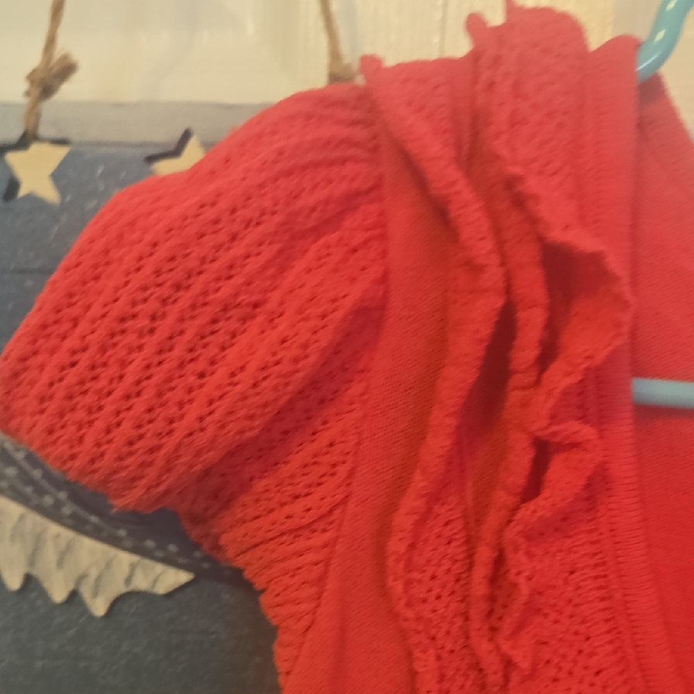 Bebe Vibrant Red Button-Down Top - image 3